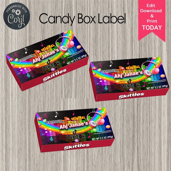 Edit Today, Print It Today! Music Theme - Candy Box Labels| Social Media Theme Favors | Music notes |Favors Party - Digital Il_570xn