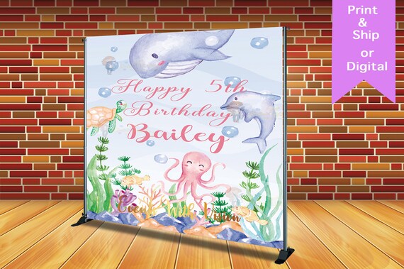 Under The Sea Backdrop Banner Any Design Birthday Baby Shower Backdrop Printed Or Digital File By Events With Vision Catch My Party