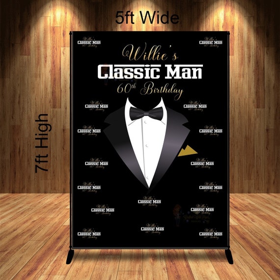 Classic Man Step and Repeat Custom Backdrop/banner, Any Design/Birthday/Baby Shower Backdrop, Printed Or Digital File Il_570xn