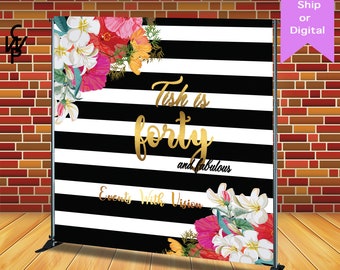 Fab & 40/Forty/ Forty and Fabulous/ BannerBackdrop/banner/Birthday Backdrop Banner Printed Or Digital File