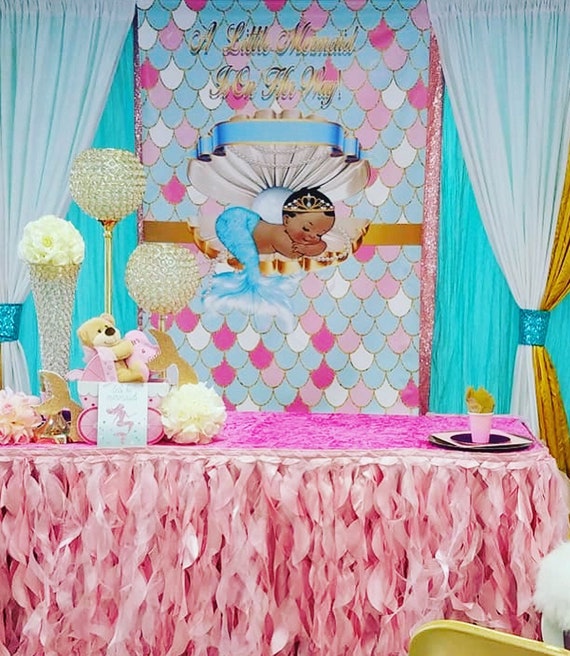 Mermaid Baby Custom Backdrop Banner Any Design Birthday Baby Shower Mermaid Baby Custom Backdrop Banner Any Design Birthday Baby Shower
