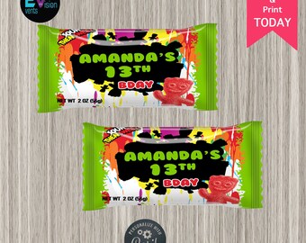 INSTANT ACCESS - Edit Yourself  - Print Today - Paint Party Sour Candy | Snack Pack | Candy Buffet Bags | Favor bags | Candy bags