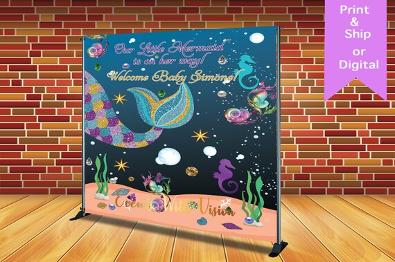Any DesignBirthdayBaby Shower Backdrop Mermaid Backdropbanner Printed Or Digital File