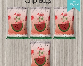 One in a Melon Chip Bags|  Theme Favors  | Summer Theme |Watermelon Party | Printed | Digital
