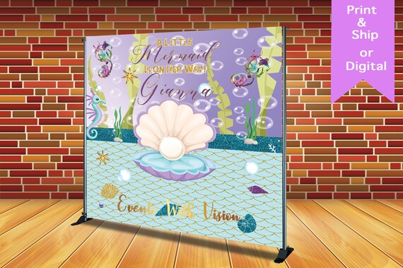 Any DesignBirthdayBaby Shower Backdrop Mermaid Backdropbanner Printed Or Digital File