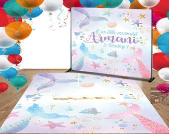 Fondo / banner del tema Mermaid Baby, cualquier fondo de diseño / cumpleaños / baby shower, archivo impreso o digital