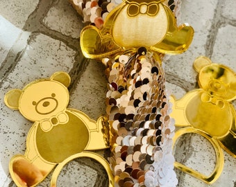 Doce (12) servilleteros acrílicos con forma de oso, servilleteros cortados con láser, servilleteros