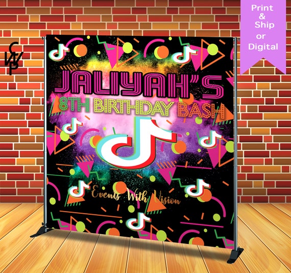 Glow In The Dark - Music Theme Backdrop/banner, Tiktok/Tiktok Bash/Birthday/Baby Shower Backdrop, Printed Or Digital File Il_570xn
