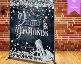 Telón de fondo / banner de diamantes y perlas, cualquier diseño / cumpleaños / fondo de baby shower, archivo impreso o digital
