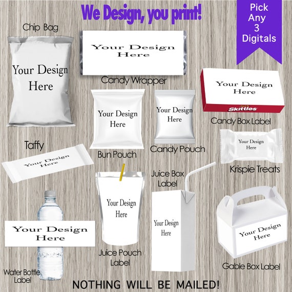 Customizable Pick 3 - DIGITAL Package - Any Design Party Favors for, sweet sixteen, etc, Printable file, We Design - YOU PRINT Il_570xn
