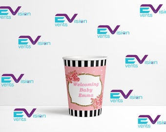 Juego personalizado de ocho (8) - Funda de envoltorio de taza desechable personalizada - Imprimible