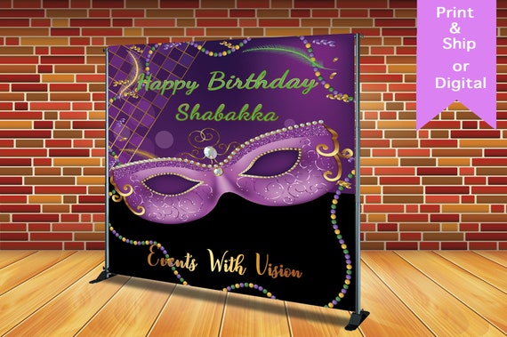 MardiGra/Masqerade Backdrop/banner, Birthday Backdrop Banner Printed Or Digital File Il_570xn