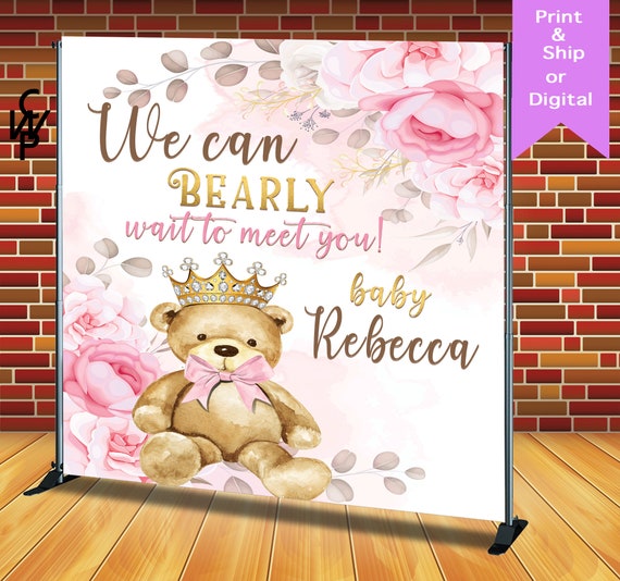 Bearly Wait Princess - Pink Theme Backdrop/banner, Any Design/Birthday/Baby Shower Backdrop, Printed Il_570xn
