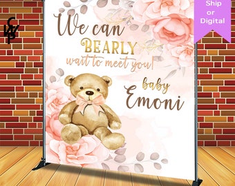 Bearly Wait Theme telón de fondo/pancarta, cualquier diseño/cumpleaños/Baby Shower telón de fondo, impreso