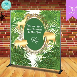 INSTANT ACCESS - Edit Yourself - 8&#39;x8&#39;  Safari/Jungle Custom Backdrop/banner, Any Design/Birthday/Baby Shower Backdrop, Digital File