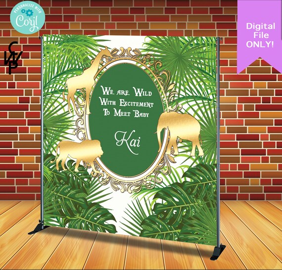 INSTANT ACCESS - Edit Yourself - 8'x8' Safari/Jungle Custom Backdrop/banner, Any Design/Birthday/Baby Shower Backdrop, Digital File Il_570xn