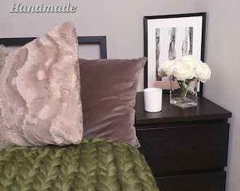 Manta de punto grueso de lujo / Manta suave de lana merino hecha a mano / Manta acogedora / Manta tejida a mano / Regalo para ella / Decoración del hogar