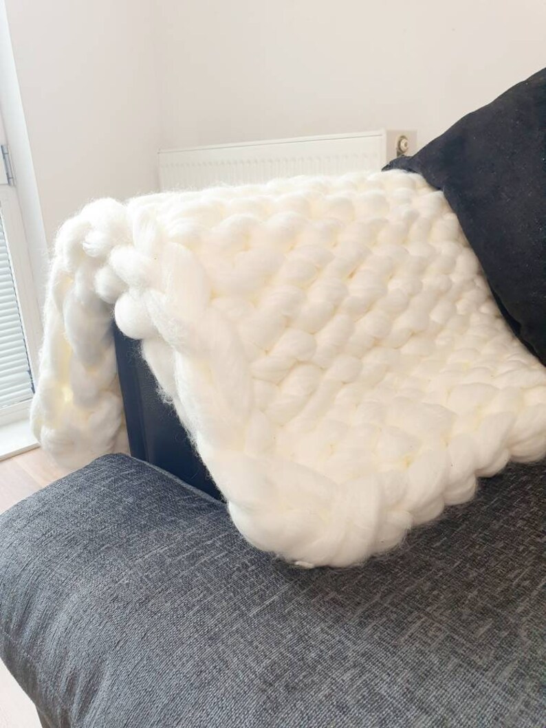 100 Merino Wool Chunky Blankets Weighted Blanket Natural Etsy UK
