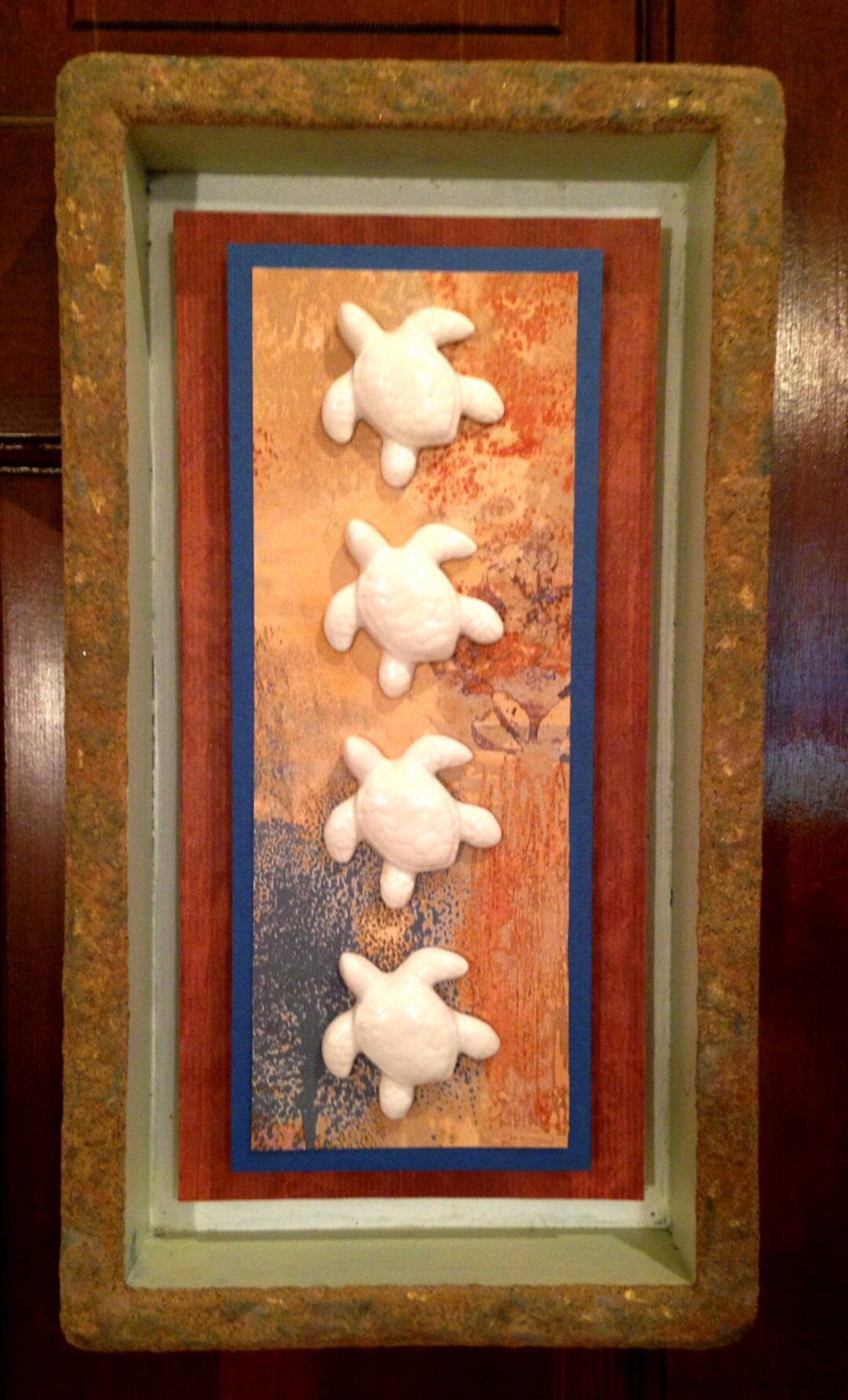 White Ceramic Sea Turtles in a Row Shadow Box Wall Art Etsy