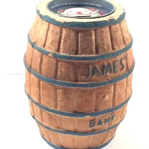Antique Papier Mache Barrel with a Clown Face from the James Candy Company used for Salt Water Taffy, Atlantic City, NJ