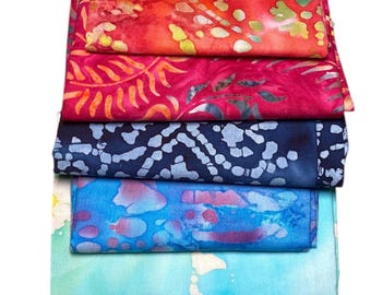 Batik Fabric Half Yard, 6 pieces 1/2 yard in Bundle, Vibrant, Colorful Material