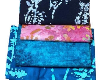 Batik Fabric Half Yard, 6 pieces 1/2 yard in Bundle, Vibrant, Colorful Material