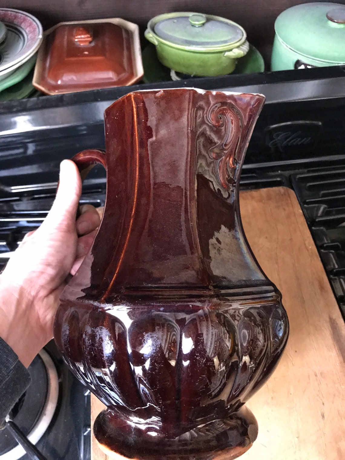 Schöne große glasierte Keramik Krug | Etsy