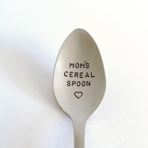 Mom's Cereal Spoon-Or YOUR Name-Mothers Day Gift-Mom Birthday Day-Best Friend-Unique Gift That Lasts Forever-Can Be Used Daily-Custom Spoon image 1