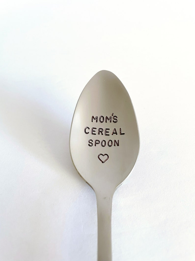 Mom's Cereal Spoon-Or YOUR Name-Mothers Day Gift-Mom Birthday Day-Best Friend-Unique Gift That Lasts Forever-Can Be Used Daily-Custom Spoon image 1