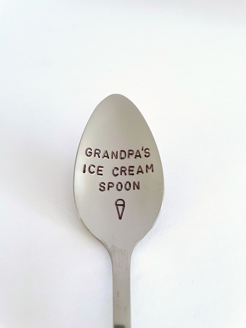 Grandpa's Ice Cream Spoon-Or YOUR name-Grandpa/Dad Birthday Gift-Best Friend-Boyfriend Gift-Unique Personalized Gift-Can Be Used Daily image 1