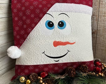 In the Hoop Sparkle Snowman Pillow Cover Embroidery Designs Digital Download for 9.50x14 Hoop