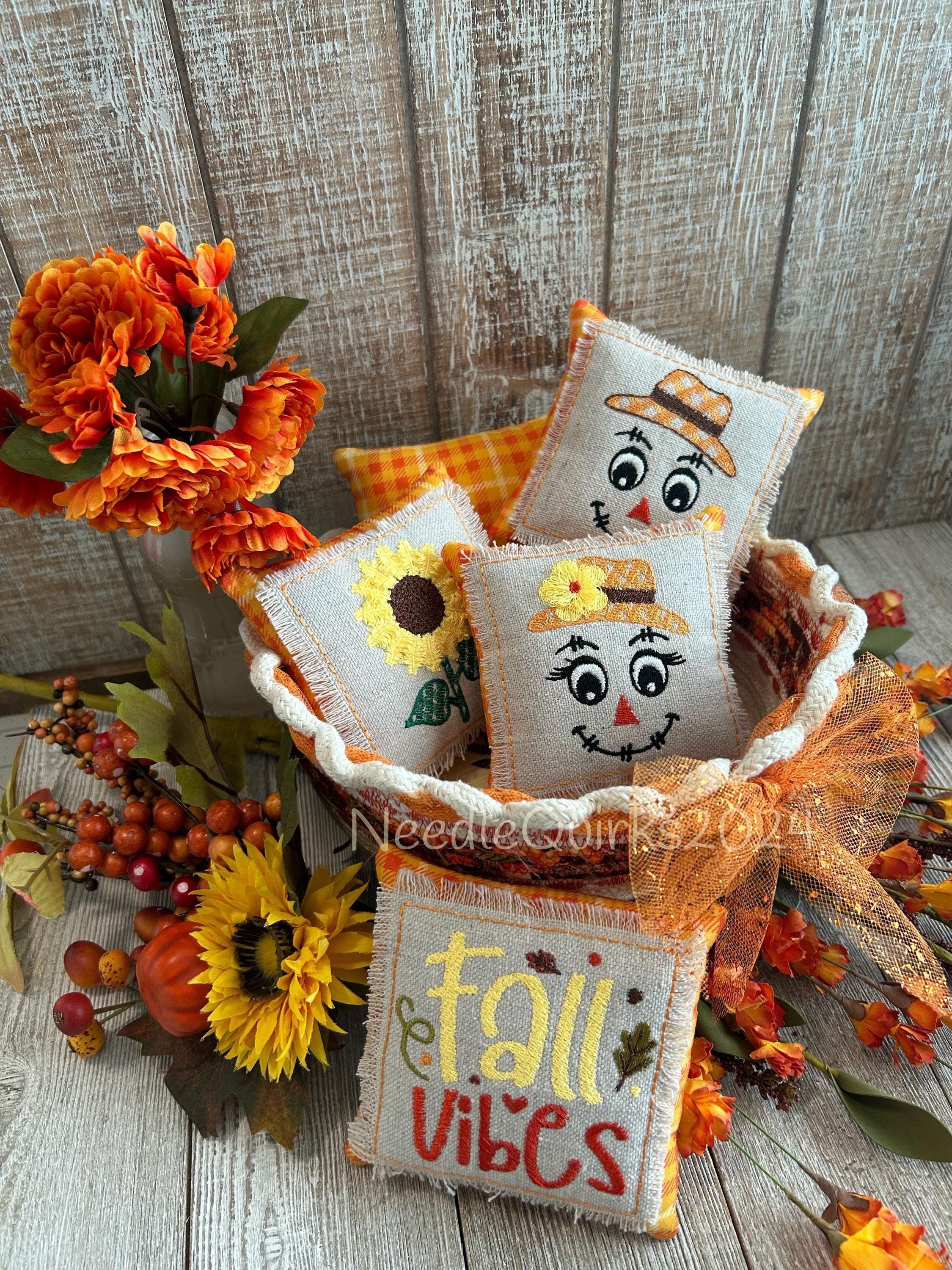In the Hoop Fall Vibes Bowl Filler Pillow Set Machine Embroidery Design Files Instant Download