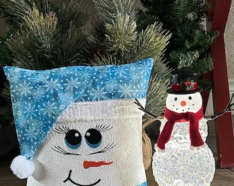 In the Hoop Crystal Snow Girl Pillow Cover Embroidery Designs Digital Download for 8x12 Hoop