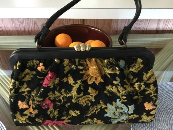 Vintage floral tapestry handbag - image 2