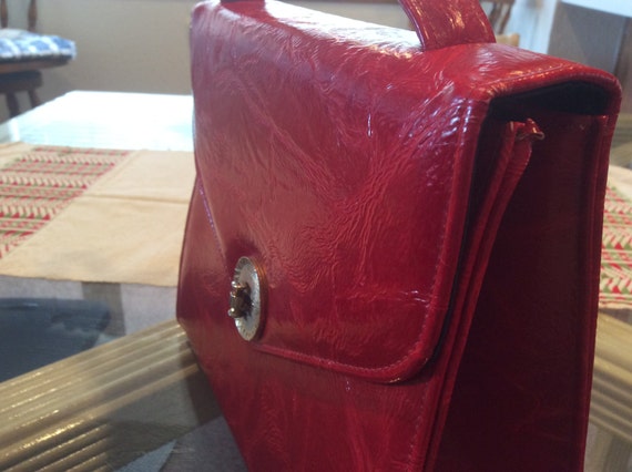 Bright red faux leather Lennox handbag - image 3