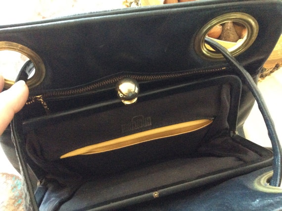 Vintage 1960's Black Leather Margolm Handbag - image 5