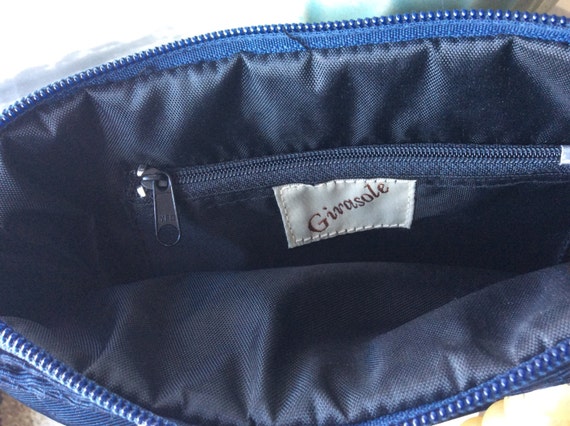 Vintage 1970's Navy Blue Fabric Girasole Handbag - image 3