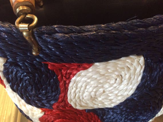 Walborg Red, White, and Blue Raffia Patterned Han… - image 4