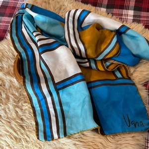 Vera scarf contemporary blue and brown design
