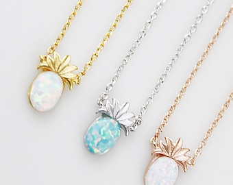 Dainty and Delicate Pineapple Opal Stone Pendant Necklace Bridesmaid Gift Bridesmaid Necklace Birthday Gift