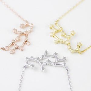 Virgo Constellation Necklace • Zodiac Star Sign Jewelry • Dainty Gold Virgo Pendant • Astrology Gift for Her • Celestial Necklace
