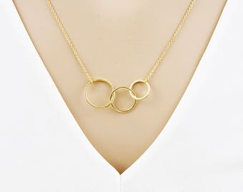 Triple Circle Necklace Infinity Necklace Bridesmaid Gifts for her  Birthday Gift