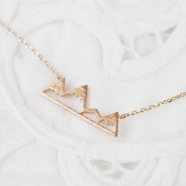 Rose Gold Mountain Necklace Mountain Top Necklace Bridesmaid Gift Dainty and Delicate Necklace