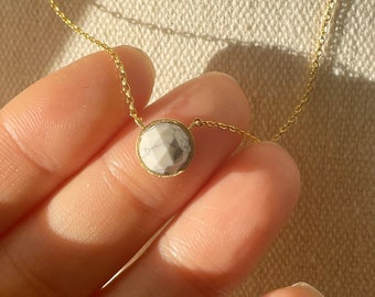 White Marble Circle Necklace, Dainty Circle Necklace Layered Necklace, Bridesmaid Gift, Bridesmaid Necklace