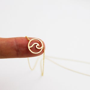 Wave Necklace – Dainty Gold, Silver, or Rose Gold Ocean Pendant – Surfer Girl Jewelry – Beach Lover Gift – Minimalist Nautical Necklace