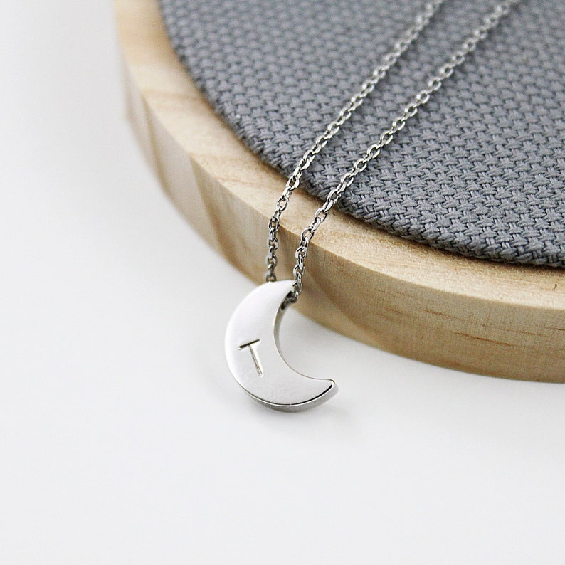 Engraved crescent moon necklace Clearance