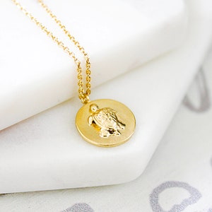 Gold Tiny Turtle in Circle Charm Necklace Turtle Pendant Necklace Bridesmaid Necklace Bridesmaid Gift Gifts for Friends image 5