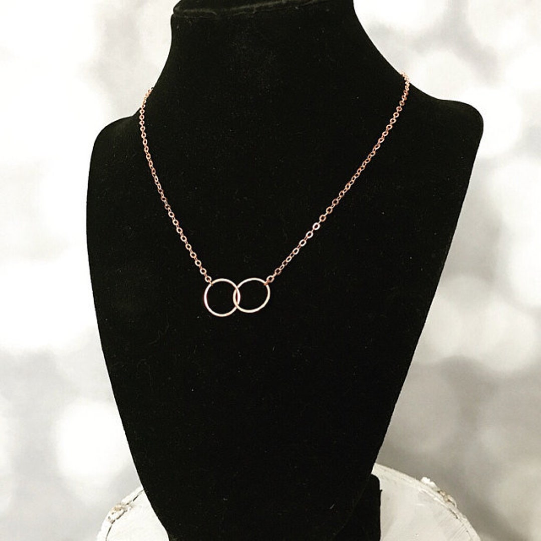 Double Circle Necklace Bridesmaid Necklace Bridesmaid Gift Rose gold