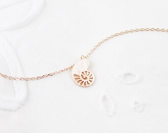 Tiny Seashell Charm Necklace, Gold and Silver Necklace, Dainty and Delicate Necklace Birthday Gift