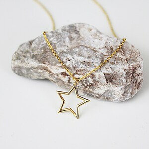 Tiny Star Charm Necklace Star Necklace Open Star Necklace Dainty Star Charm Necklace Birthday Gift